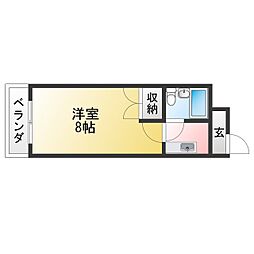 中沢シティハイツガーデン ワンルームの間取図画像