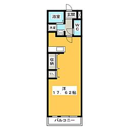 内藤ハイツ ワンルームの間取図画像