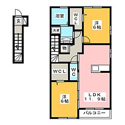 RichesseB 2LDKの間取図画像