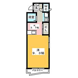 D.S.L蜆塚 1Kの間取図画像
