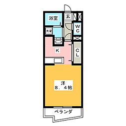 アドバンシティマルモ 1Kの間取図画像