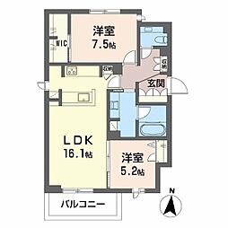 エクラージュ山手町 2LDKの間取図画像