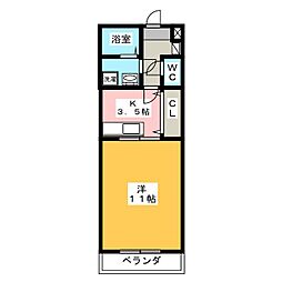 フランネル 1Kの間取図画像