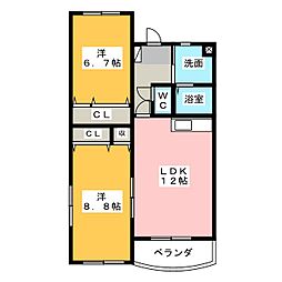 プリントス 2LDKの間取図画像
