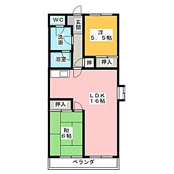 ヴェルドミール佐鳴台 2LDKの間取図画像