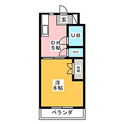 エクセル21 1DKの間取図画像