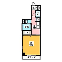シャトーボナール2 1Kの間取図画像