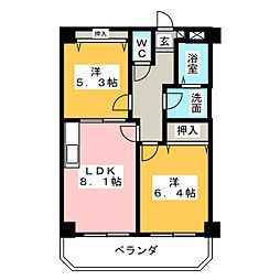 ティアラ西伊場 2LDKの間取図画像