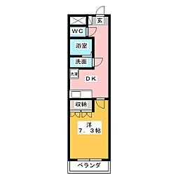 クレストール1 1Kの間取図画像