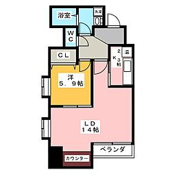 LaurelCourt常盤 1LDKの間取図画像