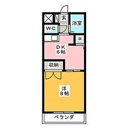 プレジデントヴィラA 1DKの間取図画像