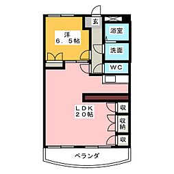 クレール浜松1 1LDKの間取図画像