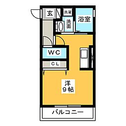 プランドールT・八幡 ワンルームの間取図画像