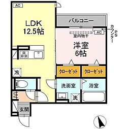 D-Hills龍禅寺III 1LDKの間取図画像
