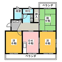 ベルジェーム 2LDKの間取図画像