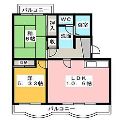 ラ・フォーレ向平 2LDKの間取図画像