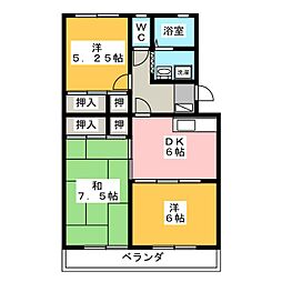 ブラウンコート 3DKの間取図画像