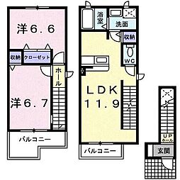 ウエストパレス2 2LDKの間取図画像