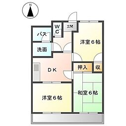 ハイツ新都田 3DKの間取図画像