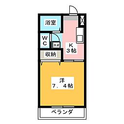 ヴォートル和合 1Kの間取図画像