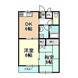 カトレアハイツ 2DKの間取図画像