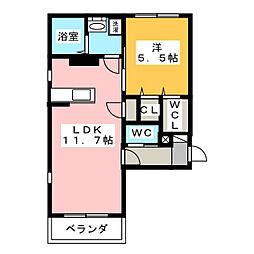 カーサフェリオ 1LDKの間取図画像