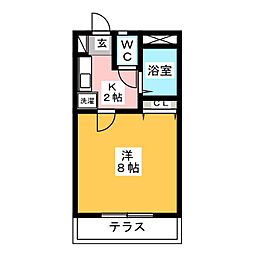 サン・ハイツB 1Kの間取図画像