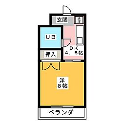 レジデンス三方が原 1Kの間取図画像
