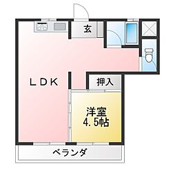 第一ビレッタ浜松 1LDKの間取図画像