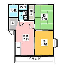 コーポゆあ～ず 2DKの間取図画像