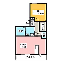 フィオーレ松本 1LDKの間取図画像
