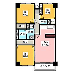 パークビュー四ツ池 3LDKの間取図画像