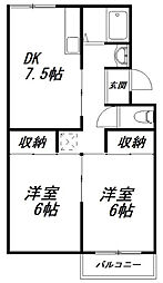 コーポ伊藤 2DKの間取図画像