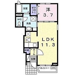 きらり・ブライト 1LDKの間取図画像
