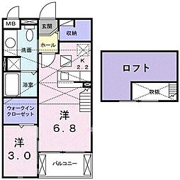 フローラミルト 1DKの間取図画像