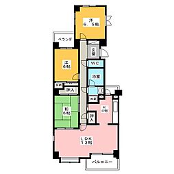 佐鳴湖パークタウン12号棟 3LDKの間取図画像