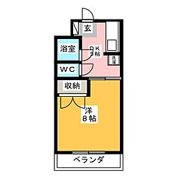 マンションエメロード 1DKの間取図画像