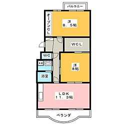 ピアンテ四ツ池 2LDKの間取図画像