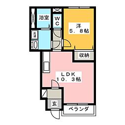 プチ・フィールド 1LDKの間取図画像