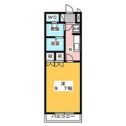 エスプリド伎倍 1Kの間取図画像