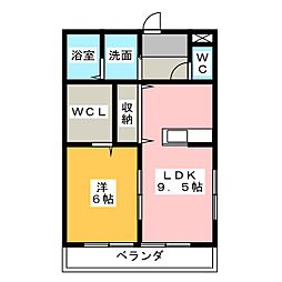 グロワールC 1LDKの間取図画像