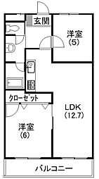 ビューハイツクラタ 2LDKの間取図画像