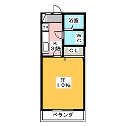 ハーヴェスト 1Kの間取図画像