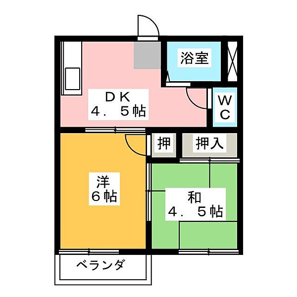 Ｋ・ＩメダリストIII ｜静岡県浜松市中央区佐藤１丁目(賃貸アパート2DK・2階・34.26㎡)の写真 その2