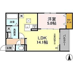 Maison de Lumiere 2階1LDKの間取り