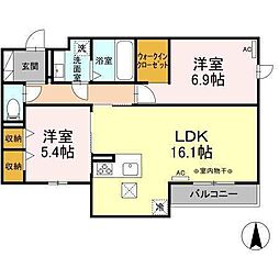 Maison de Lumiere 3階2LDKの間取り