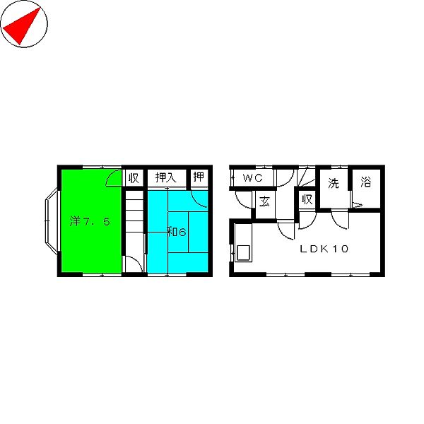 テラスハウス鈴木 ｜静岡県浜松市中央区西塚町(賃貸テラスハウス2LDK・1階・56.70㎡)の写真 その2