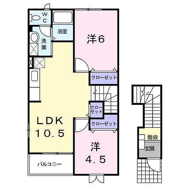 エスカール小池 ｜静岡県浜松市中央区小池町(賃貸アパート2LDK・2階・51.67㎡)の写真 その2