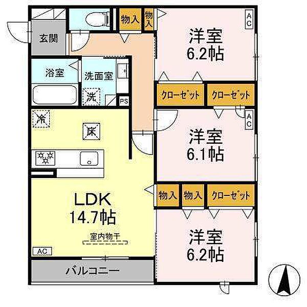 メゾン　ド　アン 101｜静岡県浜松市中央区上西町(賃貸アパート3LDK・1階・78.72㎡)の写真 その2