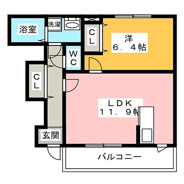 カルムメゾンB ｜静岡県浜松市中央区富屋町(賃貸アパート1LDK・1階・45.12㎡)の写真 その2